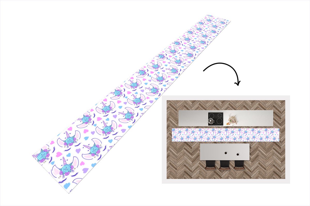 KitchenYeah Keukenloper - Keukenmat - Meiden - Unicorn - Bloemen - Patronen - Keuken vloerkleed multicolor, foto 3