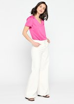 LOLALIZA T-shirt met V-hals - Fuchsia - Maat M