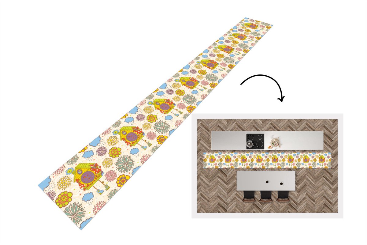 KitchenYeah Keukenloper - Keukenmat - Koekoeksklok - Patronen - Paddenstoel - Bloemen - Keuken vloerkleed multicolor, foto 2