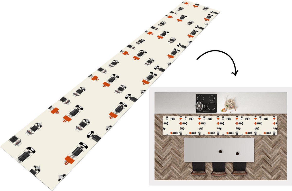 KitchenYeah Keukenloper - Keukenmat - Vintage - Lamp - Patronen - 360x60 cm - Keuken vloerkleed Multicolor