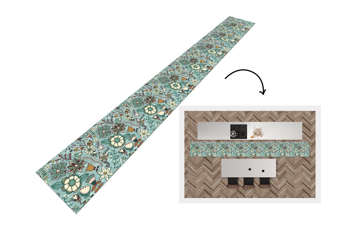 KitchenYeah Keukenloper - Keukenmat - Bohemian - Winter - Bloemen - Patroon - Keuken vloerkleed multicolor, foto 2