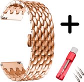 Strap-it stalen draak bandje - geschikt voor Huawei Watch GT 1/2/3 46mm / GT 2 Pro / GT Runner / Watch 3 / Watch 3 Pro - rosé goud + inkort toolkit