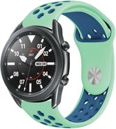 Siliconen Smartwatch bandje - Geschikt voor  Samsung Galaxy Watch 3 sport band 45mm - aqua/blauw - Strap-it Horlogeband / Polsband / Armband
