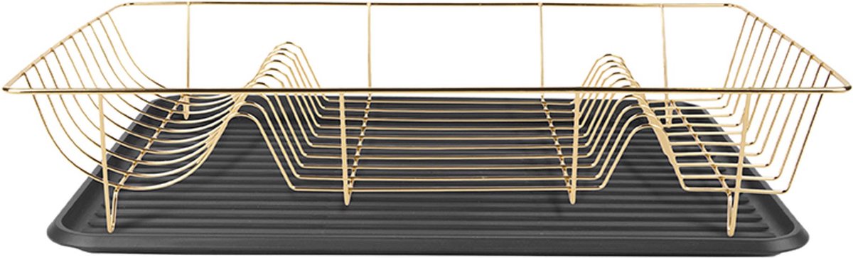 Present Time Afdruiprek - Linea Verguld met Mat Zwarte tray - 49x32x9,5cm - Scandinavisch