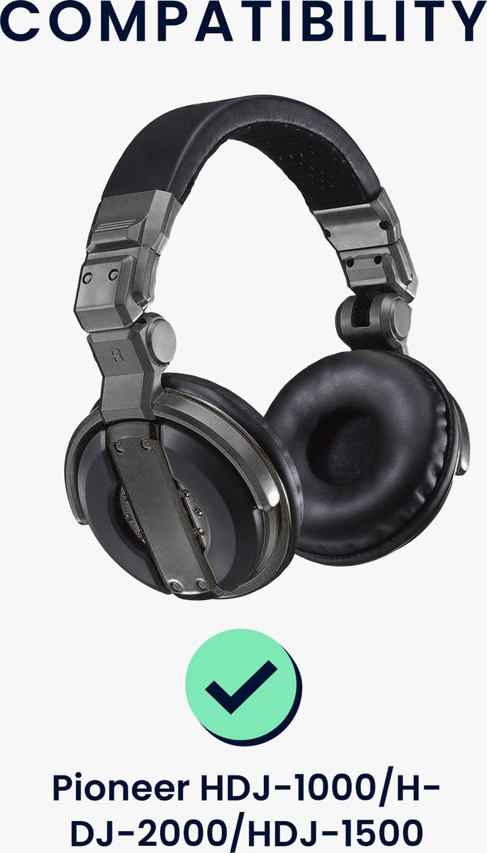 2 Coussinets De Remplacement Pour Casque Pioneer DJ HDJ-CUE1 - Simili Cuir Et Mousse - Noir