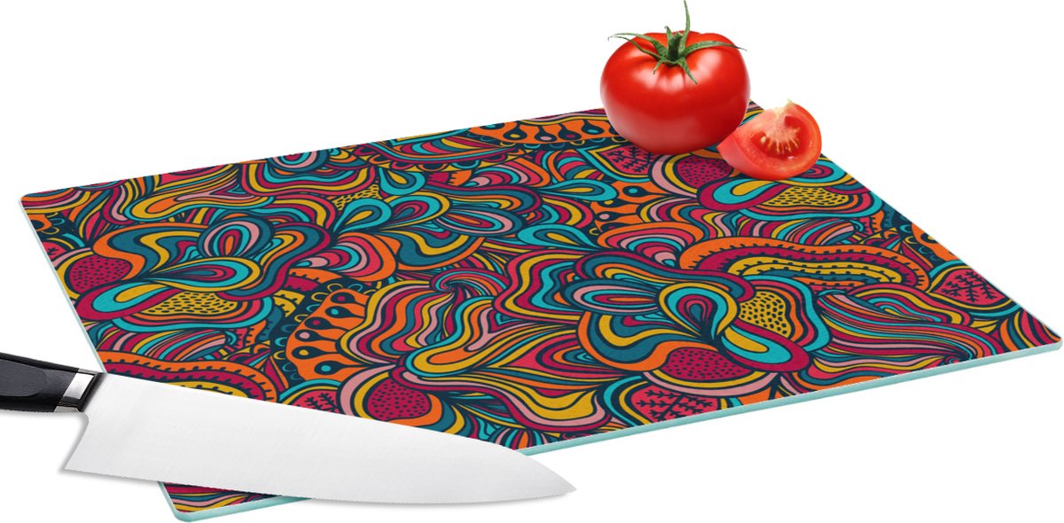 Glazen Snijplank - 39x28 - Boho - Patronen - Abstract - Flora - Snijplanken Glas