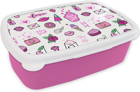 Boîte à lunch Rose - Boîte à lunch - Boîte à lunch - Meiden - Amour - Glace - Motifs - Fille - Kids - Enfants - Enfant - 18x12x6 cm - Enfants - Fille - Cadeau Sinterklaas - Cadeaux à distribuer pour les enfants - Cadeaux chaussures Sinterklaas