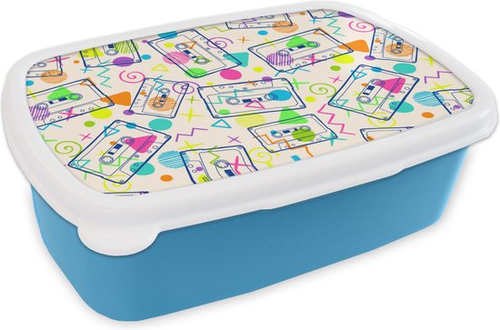 Bread Bin Blauw - Lunch Box - Bread Box - Motifs - Rétro - Cassette - Années 1980 - 18x12x6 cm - Enfants - Garçon