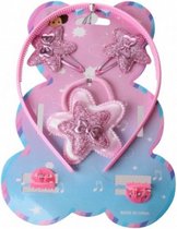 haaraccessoires ster meisjes 19 cm roze 6-delig