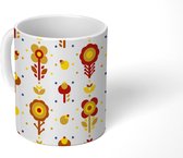 Mok - Koffiemok - Bloemen - Patroon - Minimalisme - Mokken - 350 ML - Beker - Koffiemokken - Theemok
