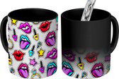 Magische Mok - Foto op Warmte Mokken - Koffiemok - Patronen - Meisje - Kiss - Paars - Magic Mok - Beker - 350 ML - Theemok