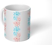 Mok - Koffiemok - Patroon - Planten - Blauw - Mokken - 350 ML - Beker - Koffiemokken - Theemok