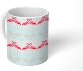 Mok - Koffiemok - Flamingo - Water - Patronen - Mokken - 350 ML - Beker - Koffiemokken - Theemok
