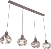 QAZQA saffira - Moderne Hanglamp eettafel voor boven de eettafel | in eetkamer - 4 lichts - L 1340 mm - Bruin -  Woonkamer | Slaapkamer | Keuken