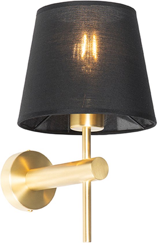 QAZQA pluk - Moderne Wandlamp voor binnen - 1 lichts - D 22 cm - Zwart Goud - Woonkamer | Slaapkamer
