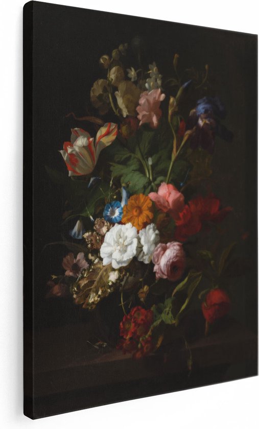 Artaza Canvas Schilderij Vaas met Bloemen - Rachel Ruysch - 30x40 - Klein - Poster Foto op Canvas - Canvas Print