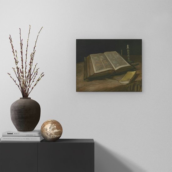 Artaza Toile Peinture Nature Morte avec Bible - Vincent van Gogh - 50x40 - Art - Impression sur Toile