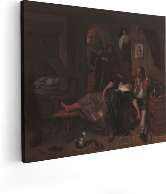 Artaza Canvas Schilderij Het Dronken Paar - Jan Steen - 100x80 - Groot - Kunst - Wanddecoratie Woonkamer