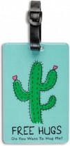 kofferlabel cactus 11 x 7,5 cm lichtblauw