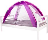 bedtent junior 150 cm polyester paars/wit