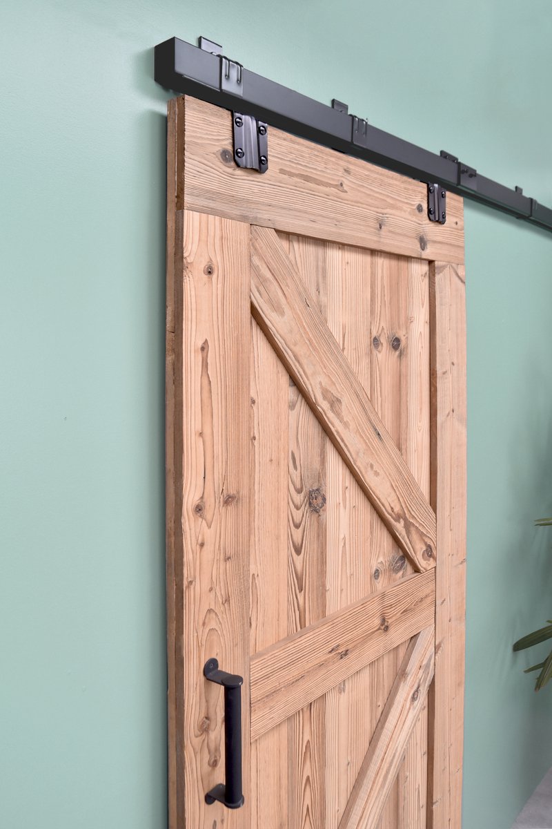 Barnwoodweb Schuifdeursysteem Box Track - zwart - 200 cm - wandbevestiging