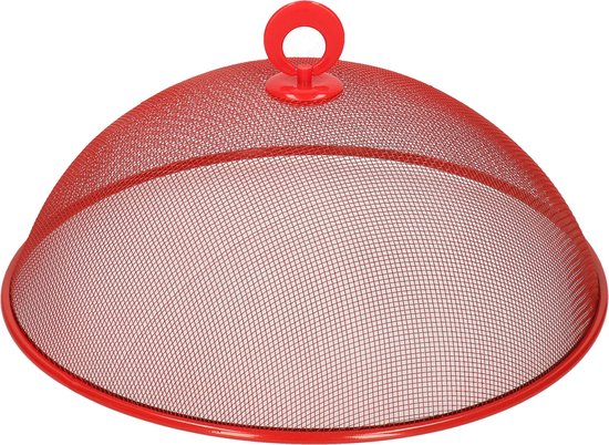 3x stuks metalen vliegenkap/voedselkap rood rond 30 cm - Afdekkappen/vliegenkappen — afbeelding 2