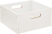Opbergmand/kastmand 14 liter wit van hout 31 x 31 x 15 cm - Opbergboxen - Vakkenkast manden