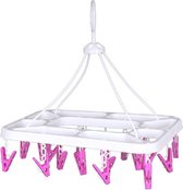 Bol.com Droogcarrousel/droogmolen wit/roze met 20 knijpers 28 x 40 cm - Droogrek/Droogmolen/Wasrekje aanbieding