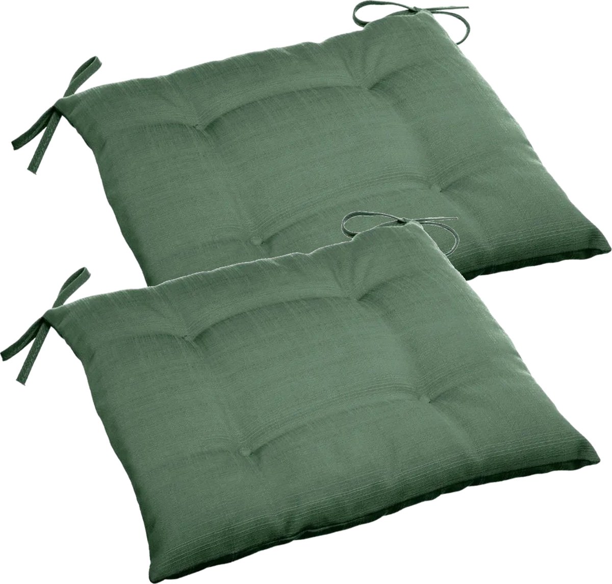 Set van 6x stuks stoelkussens voor binnen en buiten/tuin stoelen in de kleur olijf groen 40 x 40 x 4 cm - Water en UV bestendig