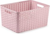 Plasticforte Opbergmand - Kastmand - rotan kunststof - oud roze - 18 Liter - 29 x 39 x 20 cm