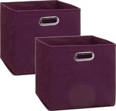 Set van 4x stuks opbergmand/kastmand 29 liter aubergine paars linnen 31 x 31 x 31 cm - Opbergboxen - Vakkenkast manden