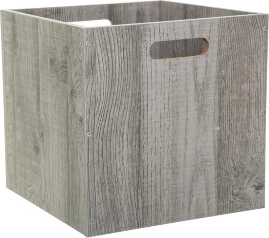 Set de 2x paniers de rangement / paniers d'armoire 7 et 29 litres gris en bois 31 cm - Boîtes de Boîtes de rangement - Paniers à compartiments