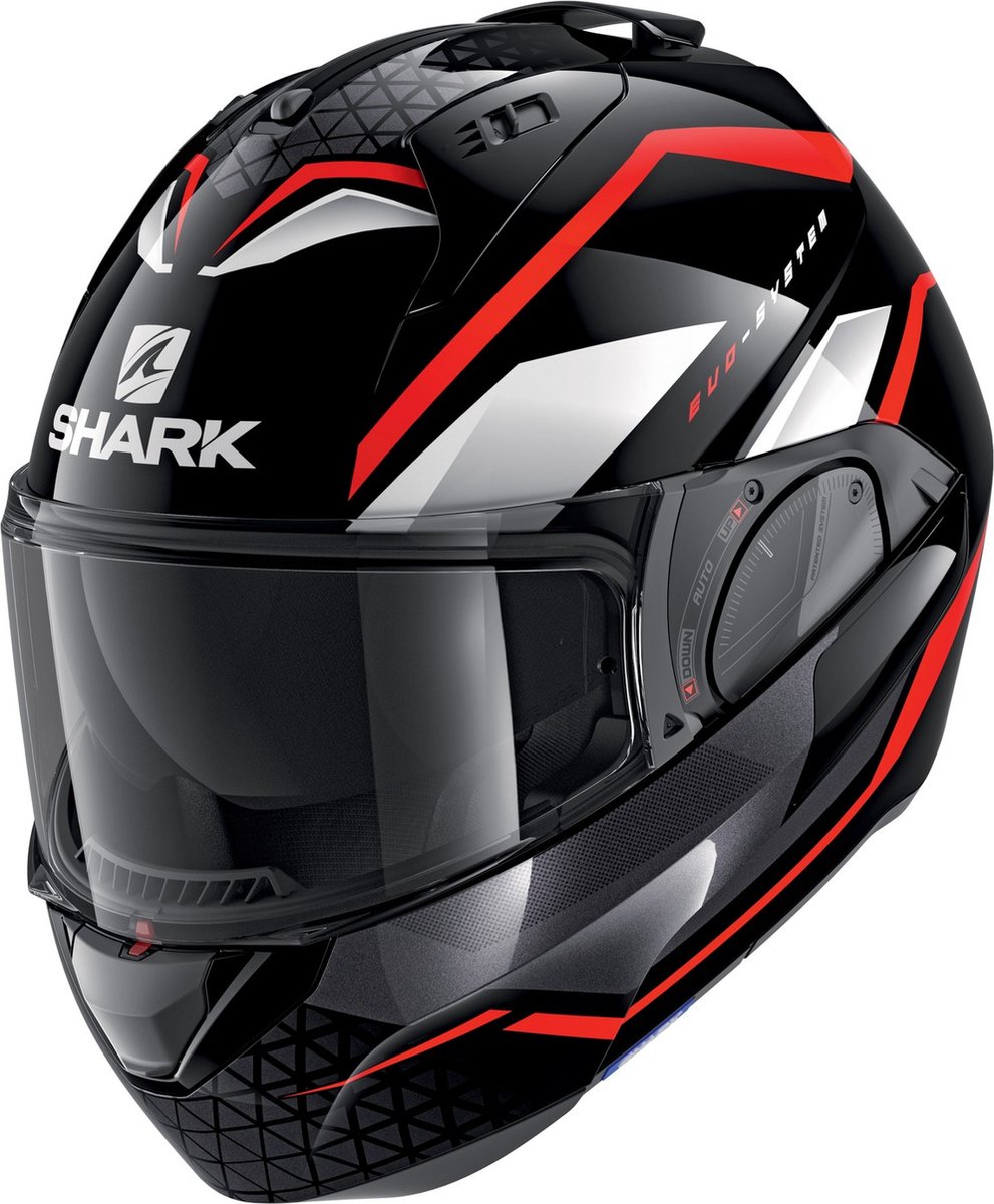 SHARK EVO ES YARI Motorhelm Systeemhelm Zwart Rood Wit - Maat S