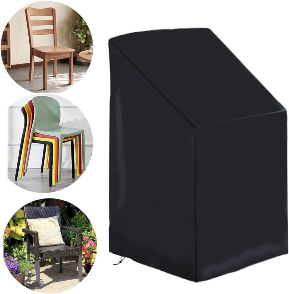Tuinstoelhoezen, hoezen voor terrasmeubilair, geschikt voor stapelbare stoelen, waterdicht, Oxford-stof
