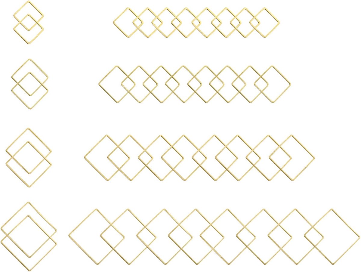40pcs open edge - 4 sizes square resin bezels - charm pendants - open back bezels - alloy hollow frame - bulk voor resin craft maken - goudkleurig