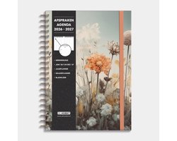 Hobbit – Afsprakenagenda 2026 – 2027 – A4 (21 x 29,7 cm) – Tijdindeling per kwartier – Zakelijke Agenda – 1 week op 2 pagina’s – Ringband Agenda – Harde Kaft – Veldbloemen