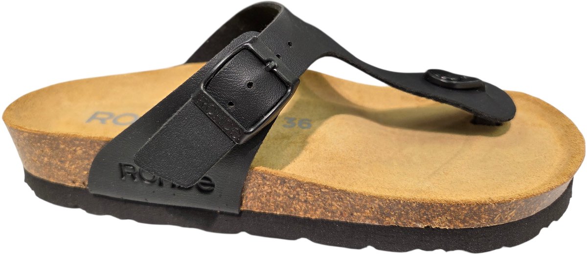 Rohde 5628 90 Teenslippers Zwart Leer Dames - Zwart - Maat 38