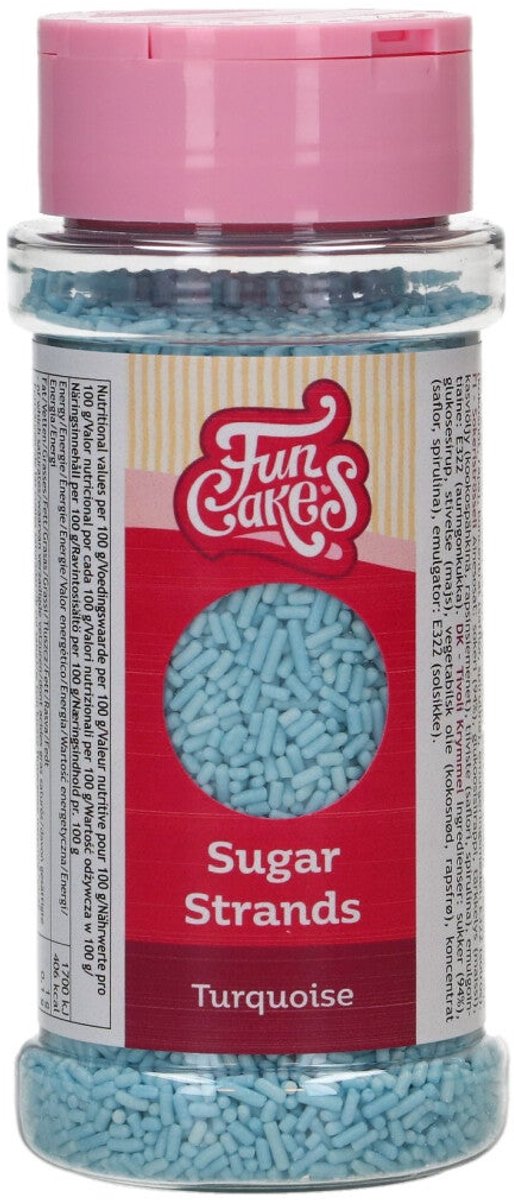 FunCakes Sugar Strands - Turquoise - 80g - Sprinkles - Eetbare Taartdecoratie
