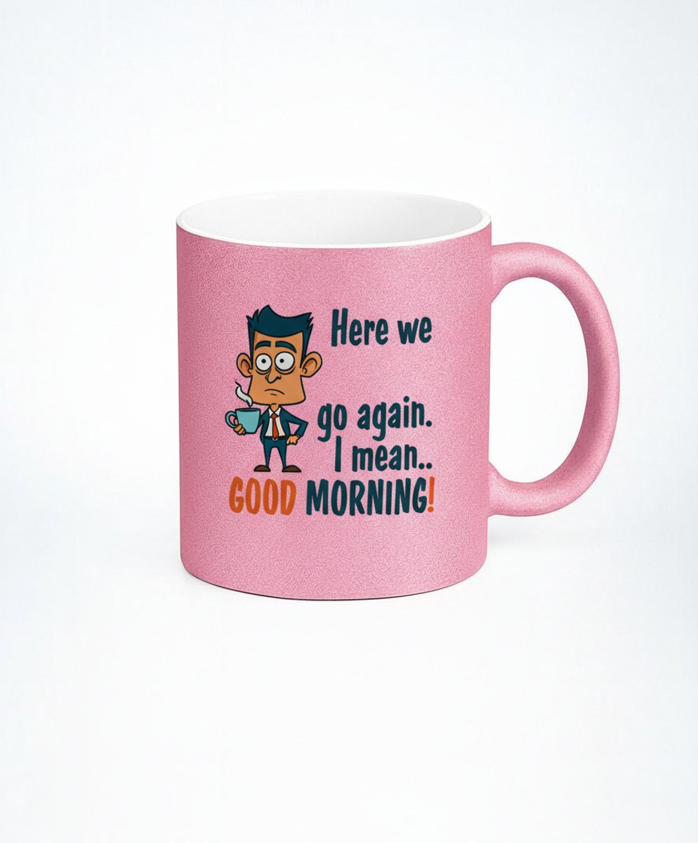 Goedemorgen Mok - Here we go again - Koffiemok met grappige cartoon - 330ml