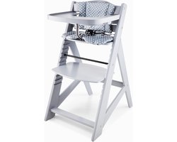 Aurixi® Kinder Eetstoel - Babystoel Voor Aan Tafel Met Dienblad - Baby Stoel Voor Eten - Meegroei Kinderstoel Inklapbaar - Baby stoeltje Zitten - Meegroeistoel – Kindereetstoel - Grijs - 32cm x 44cm x 87 cm