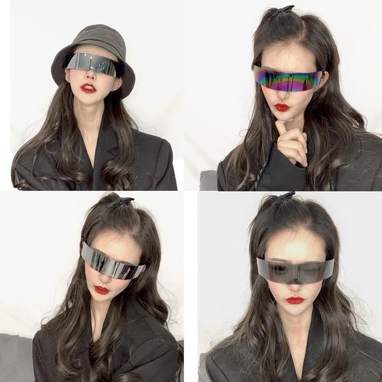 3 stuks - Zonnebril - Fiets - Zonnebrillen - Festival bril - Rave bril - Glasses - Sport - Festival bril - Rave - Geschikt voor heren en dames - zilver van Merkloos — afbeelding 5