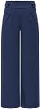 Donkerblauwe wijde broek met knopen en elastische tailleband.
