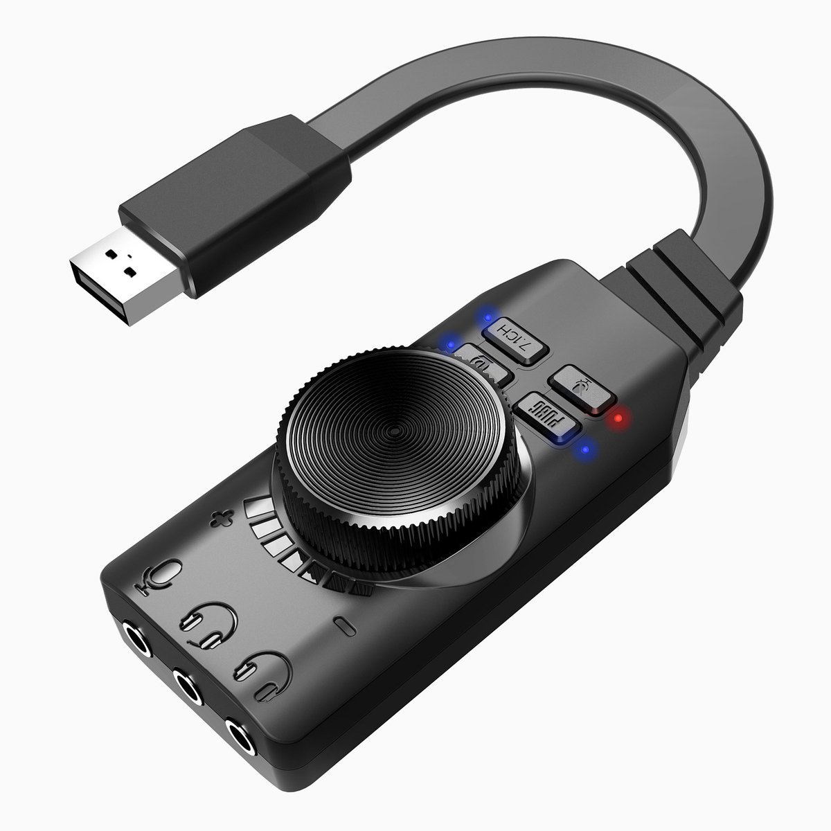 Externe USB-geluidskaart voor pc-gaming, DSP-audioversterker, virtuele audioadapter voor laptops en smartphones, plug-and-play.