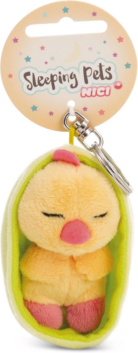 Pluche Kuiken Sleutelhanger in Mandje - 8 cm Knuffel voor Tas of Rugzak