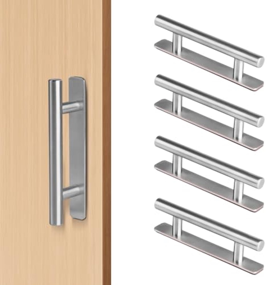 Ultiluxe® Meubelgrepen - 4 Stuks - Zelfklevende Deurgrepen - Kastgrepen - 128 mm - Meubelbeslag - Zonder Boren - RVS - Zilver