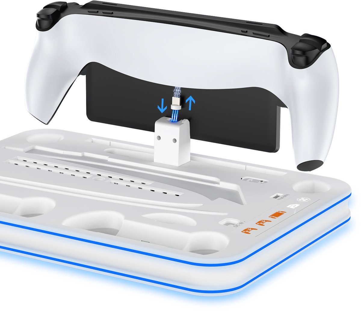 PlayCool all-in-one Multifunctionele RGB Oplaadstation- en Displaystandaard Geschikt voor PlayStation 5/ PS5 Slim/ PS5 Pro (Disc & Digital) & PlayStation Portal (incl. Screen Protector) - DualSense (Edge) controller – foto 7