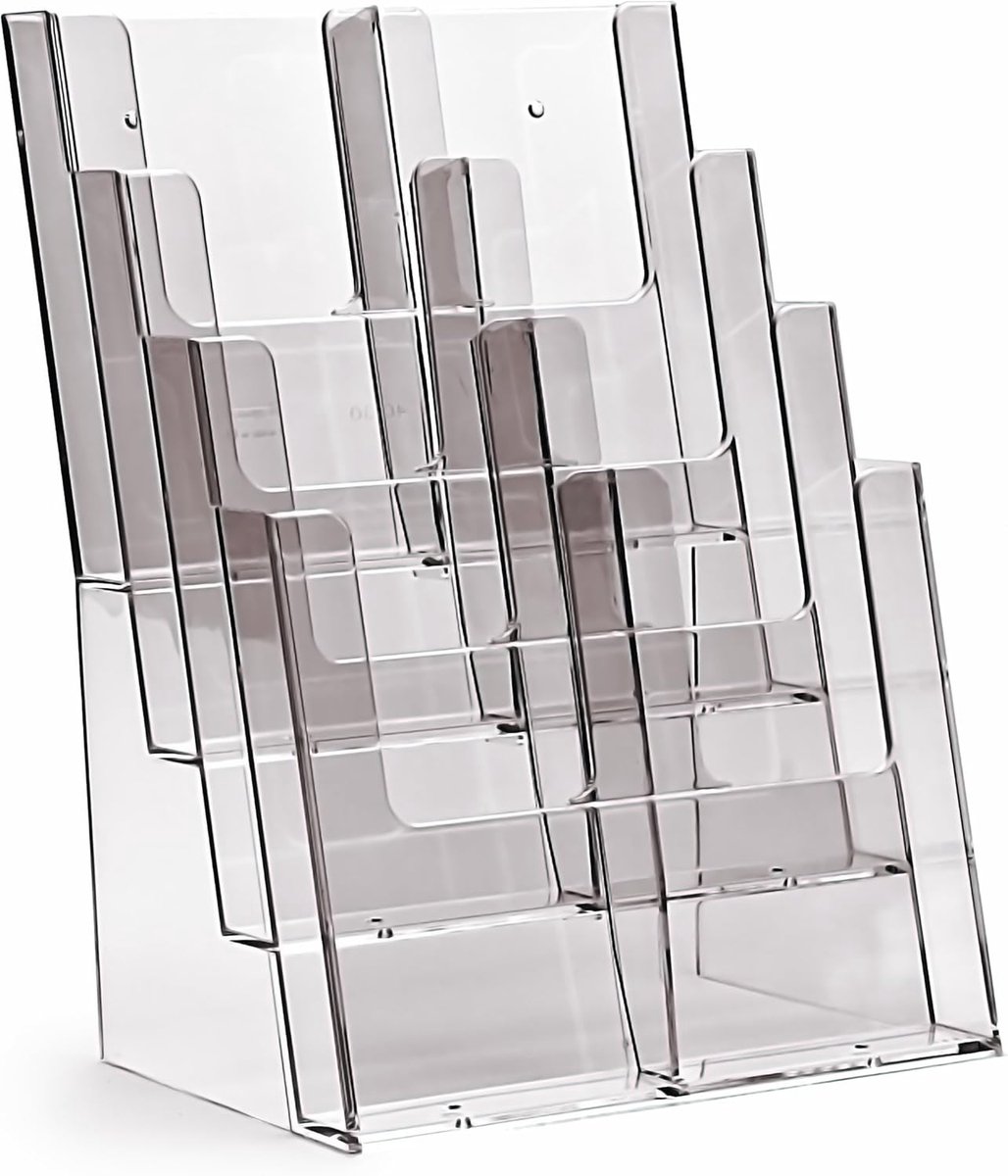 Brochurehouder A4 met 4 Vakken - Staand Display voor Folders en Flyers