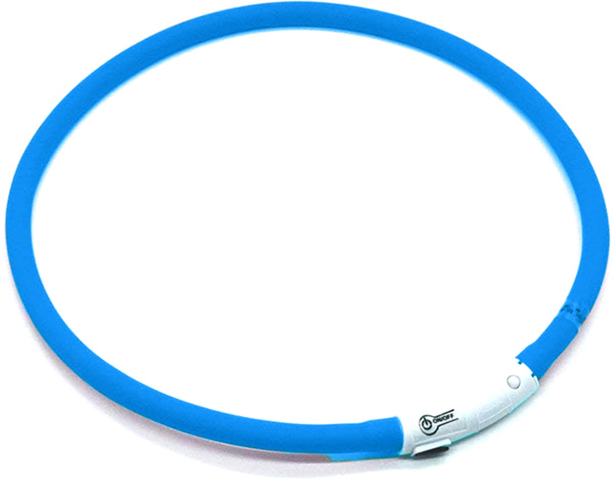 Oneay Oplaadbare LED-halsband voor honden via USB – Verstelbare veiligheidshalsband voor honden en katten – Met 3 lichtstanden en 12 lampjes – Blauw
