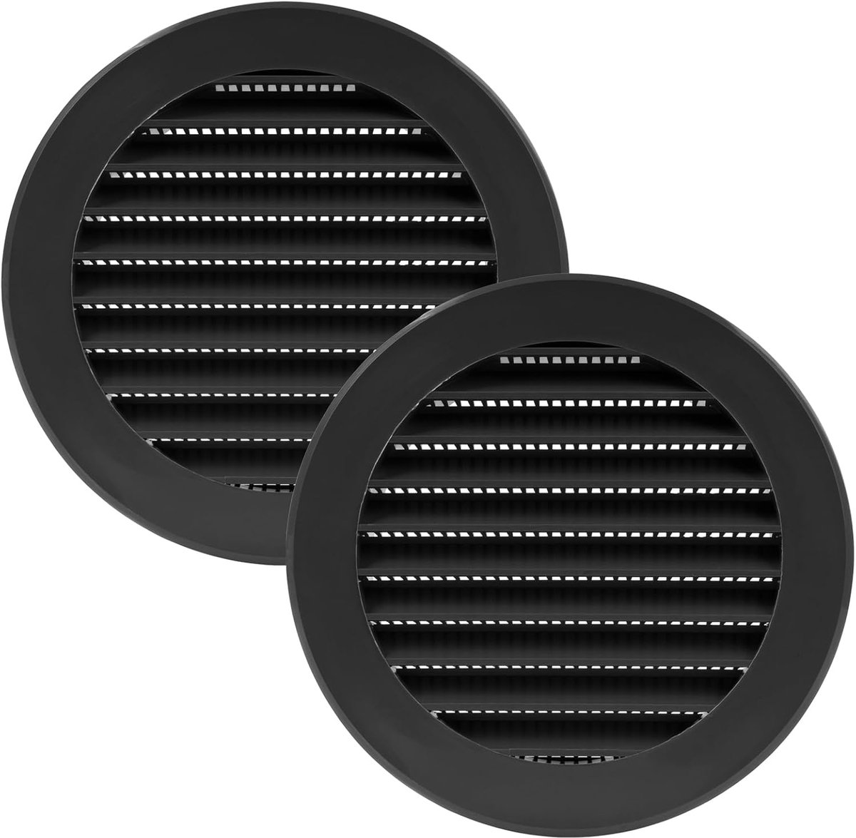 Ronde Ventilatie Rooster 100mm Zwart - Inbouw - Met Insectengaas voor Ventilatie in Badkamer of Keuken