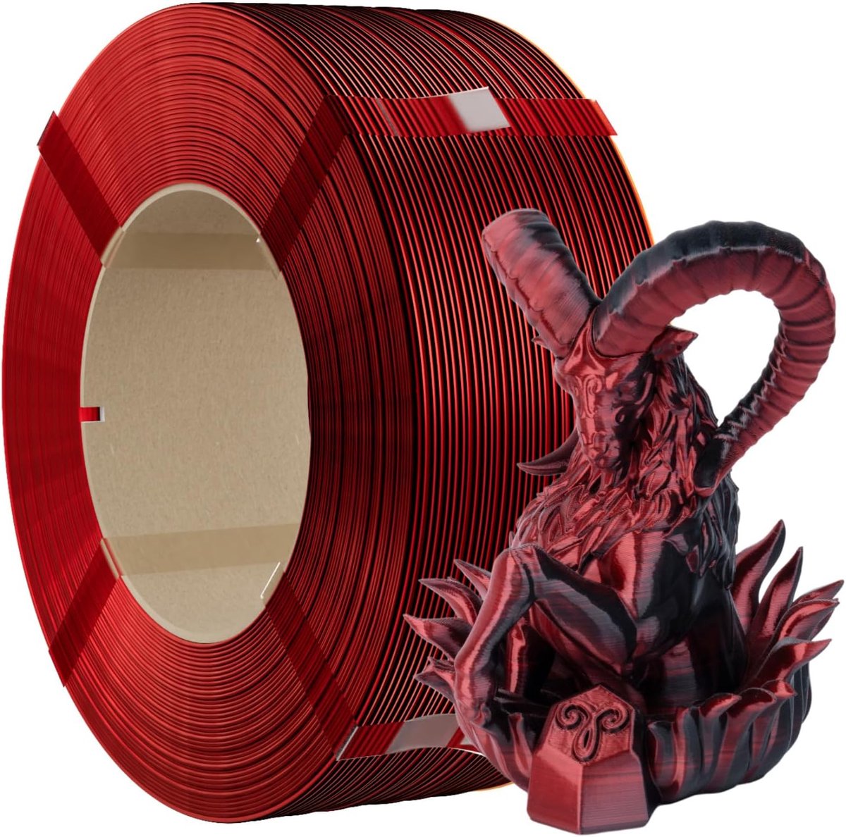 3D Printer Filament 1.75mm Silk Zwart Rood Dubbelkleurig, 1kg zonder spoel